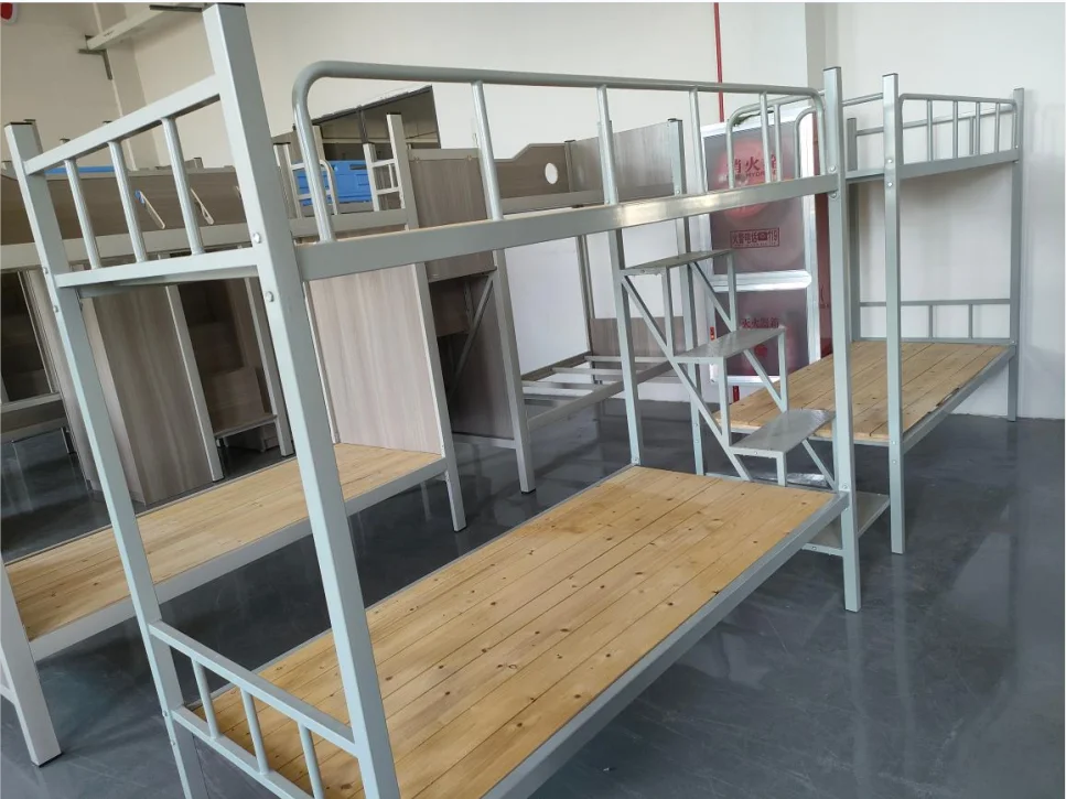 home furniture customized bedroom 3 persons metal adult bunk bed with cabinet wardrobe desk metal wood full loft bed for kid