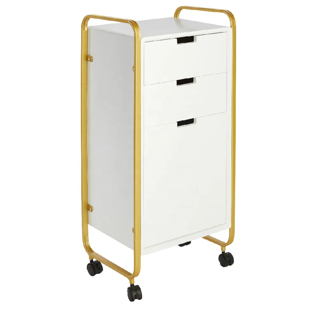 Gold and white salon trolley for barber shop Beauty barber trolley with high quality Hot salon furniture with cheap price