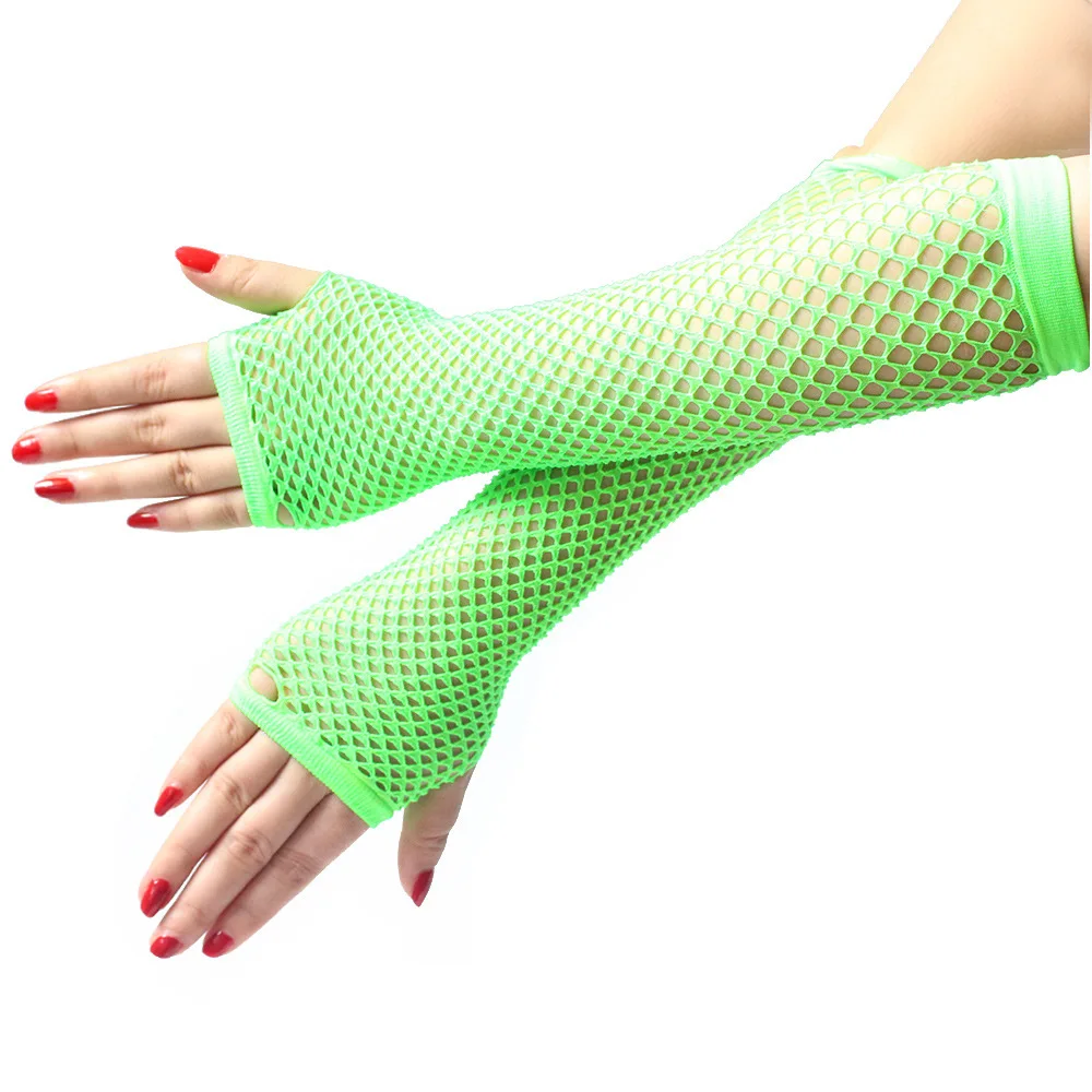 Jingwen long mesh party and dance punk half-finger nightclub fishnet sexy gloves