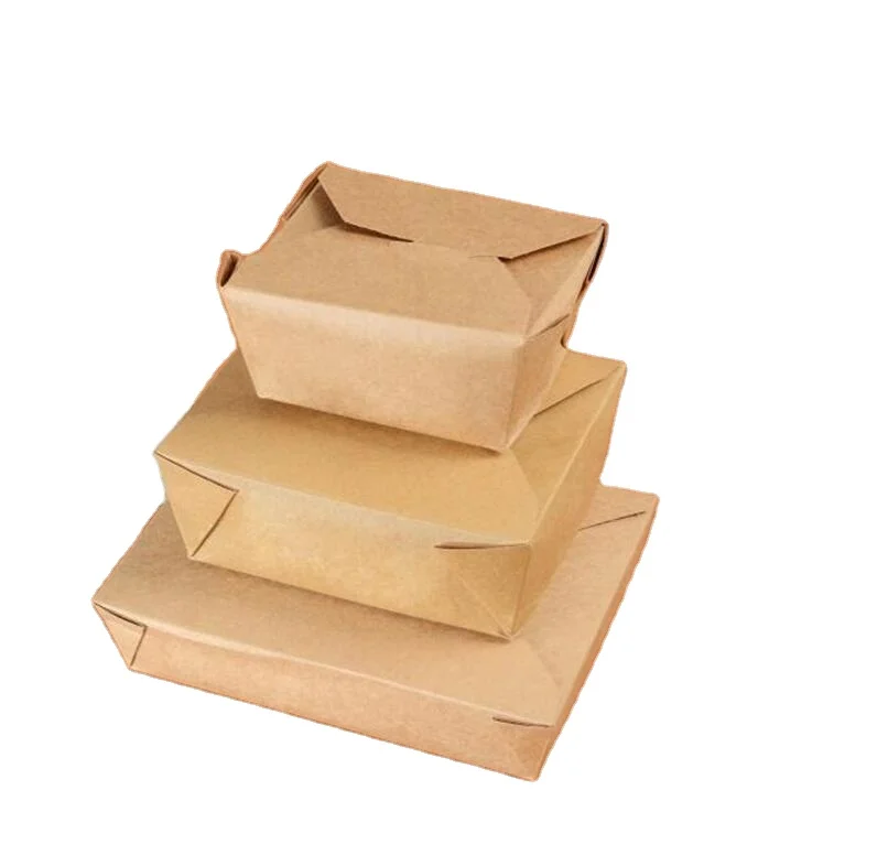 Custom Logo Printed Take Away Paper Lunch Box Food Packaging Lunch Box Fast Food To Go