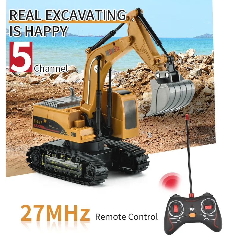 Qilong Remote Control Engineering Truck Set 1/24 Simulation 5channel 27Mhz Multifunctional Excavator Rc Radio Control Toys Gifts
