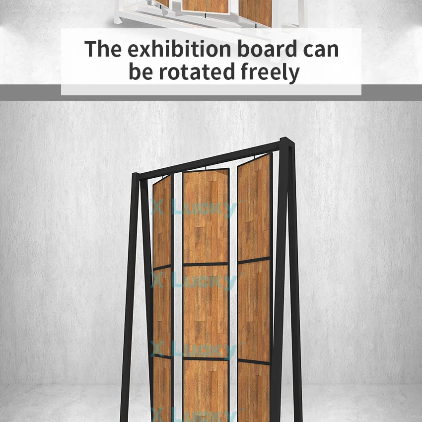 rotating large page turning stone display stand,wood floor sample display rack parquet display