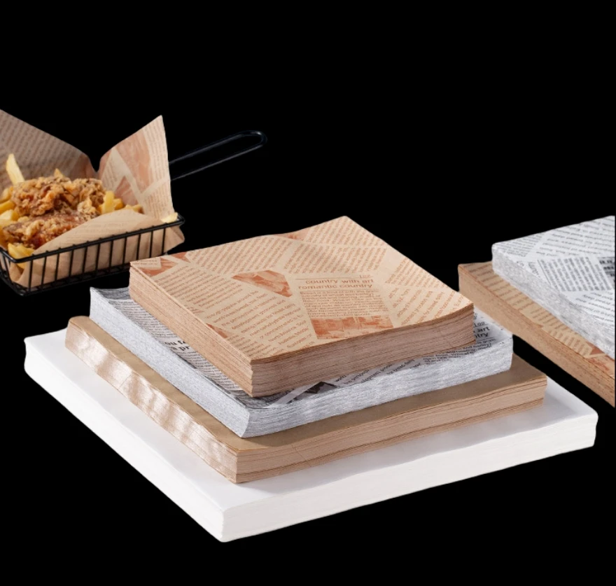 Custom logo printing hamburger packaging grease proof tissue paper sandwich wrapping paper food grade wax paper