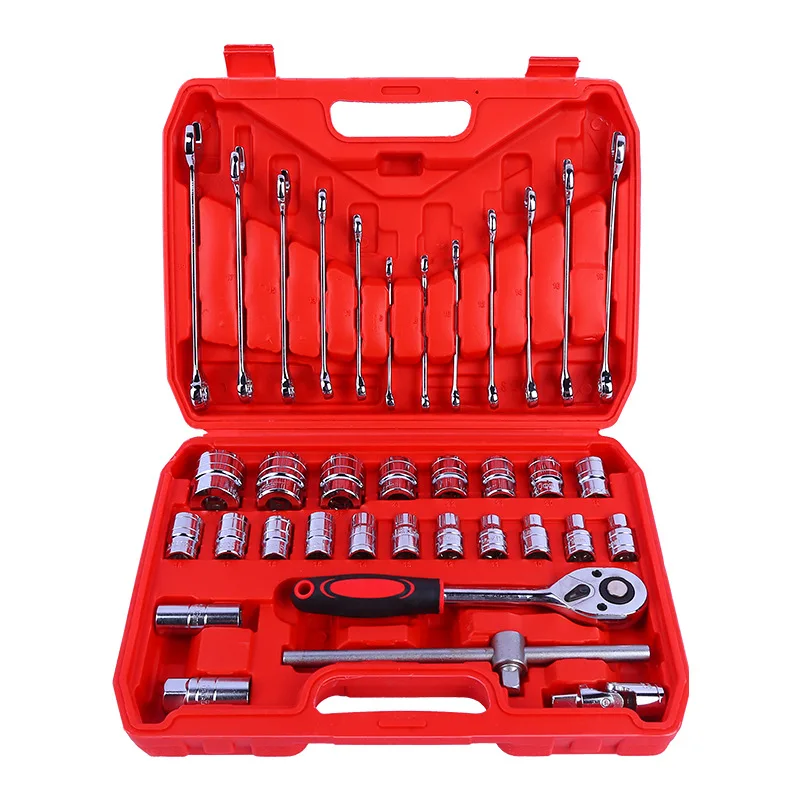 Set of 37pcs home mechanic ratchet wrench socket combination tool set manual repair tool kits for cars, motorcycles and bicycles