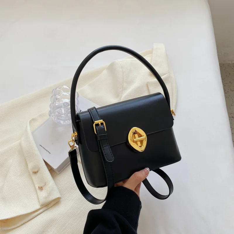2024 New Simple Solid Color Retro Design Handbag for Women PU Single Shoulder Crossbody Bag Go Out Fashion Bag Lady Bags 