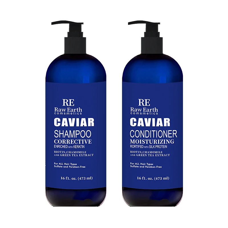 private label OEM customize shea keratin bio caviar sulfate free shampoo and conditioner wholesale moisture hair products