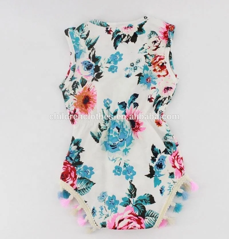 
Wholesale children clothes unique baby girl vintage printed tassels infant romper 