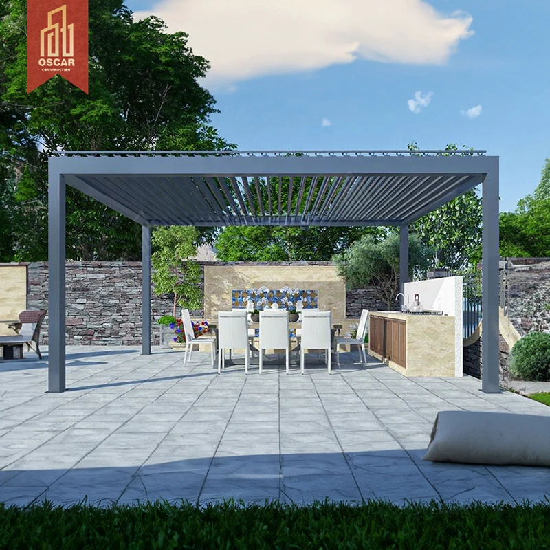 Подгонянный водонепроницаемый электрический навес Pergola Bioclimatique алюминиевый выдвижной ПВХ на крыше балкона Pergolas моторизованный световой люк