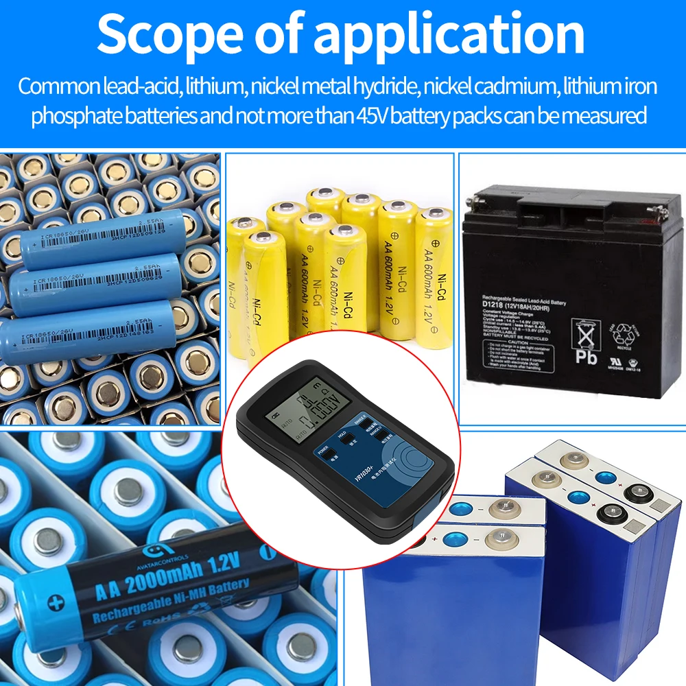 Digital Battery Tester YR1035 Lithium Battery Internal Resistance Tester Kit with High Sensitivity for Measuring Acid Lithium