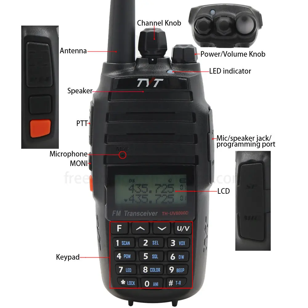 TYT TH-UV8000D, hot sell TH-UV8000D portable walkie talkie professional cross band repeater dual band AES256 walkie talkie