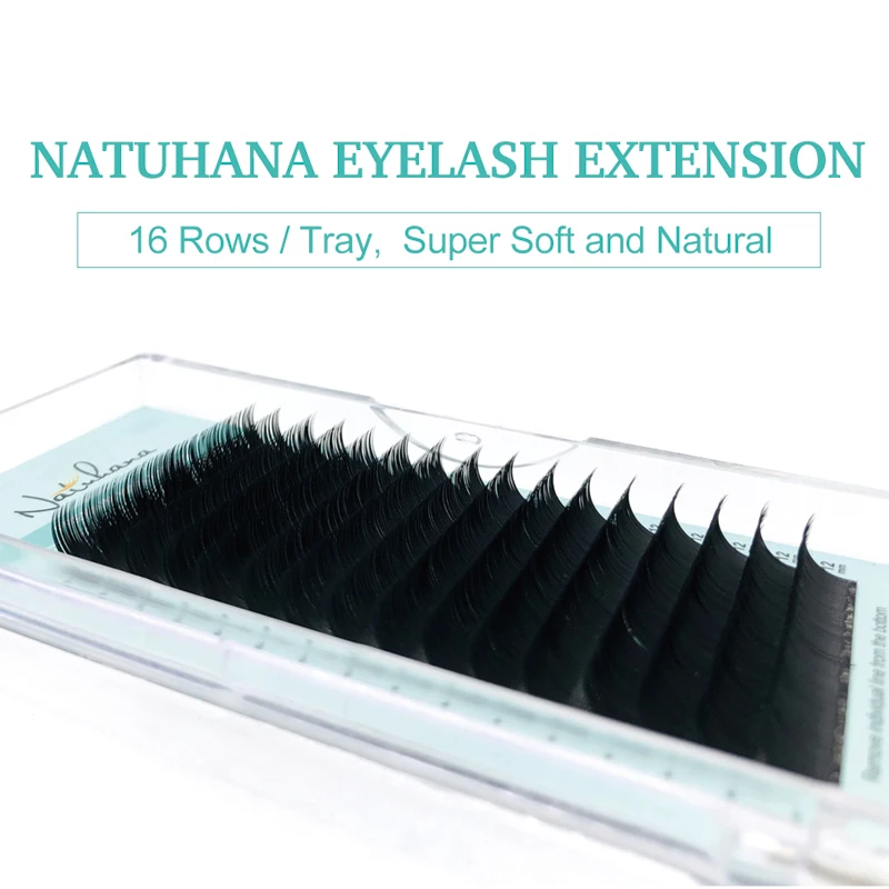 
NATUHANA 16Rows B C D Curl China Premium Individual Artificial False Lashes Natural Mink Eyelashes Silk Fake Eye Lash Extension 
