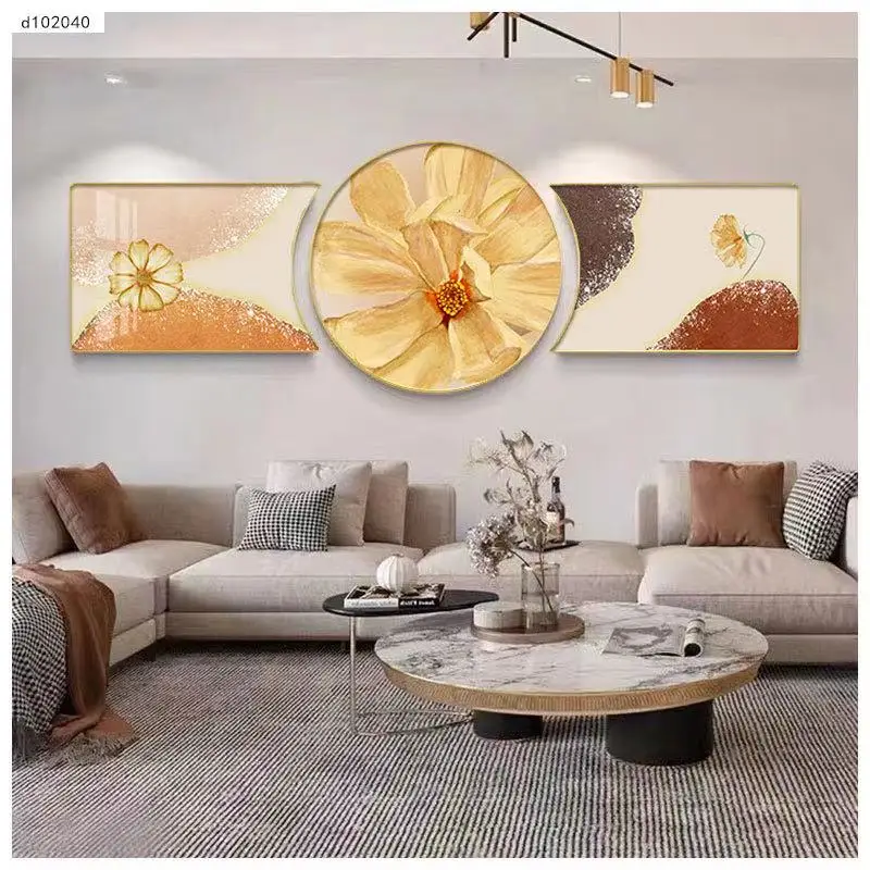 Fashion Flowers Paintings Chrysanthemum Crystal Porcelain Painting For Living Room