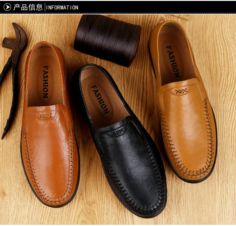 
casual men shoes outdoor genuine leather slip on driving daily dress loafers shoes 