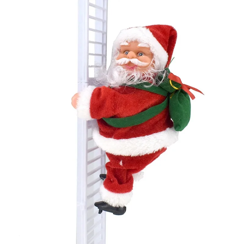 Santa Claus Marking Time Swing Toy Christmas Electric Saxophone Toy ClimbingSanta Claus Plush Doll For Christmas Tree Xmas Gift