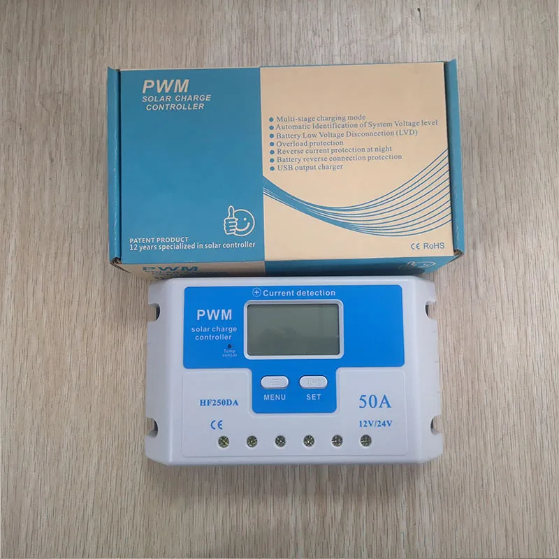 HanfSolar Factory 50A 12/24V Auto PWM Solar Charge  Controller