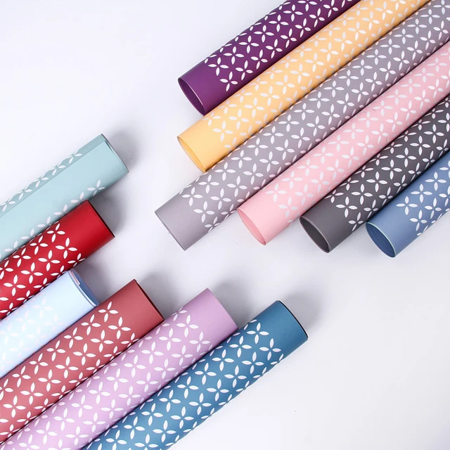 luxury metal printing plastic waterproof gift flower wrapping paper roll two-color Florist Bouquet Floral packaging material