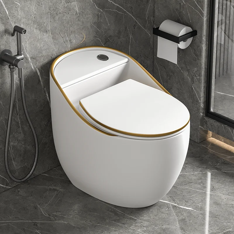 Hot Sale Top Quality Bathroom Water Closet S-trap Wc Floor Mounted Egg Shape Golden Toilet Ceramic Grey One Piece Toilet Bowl