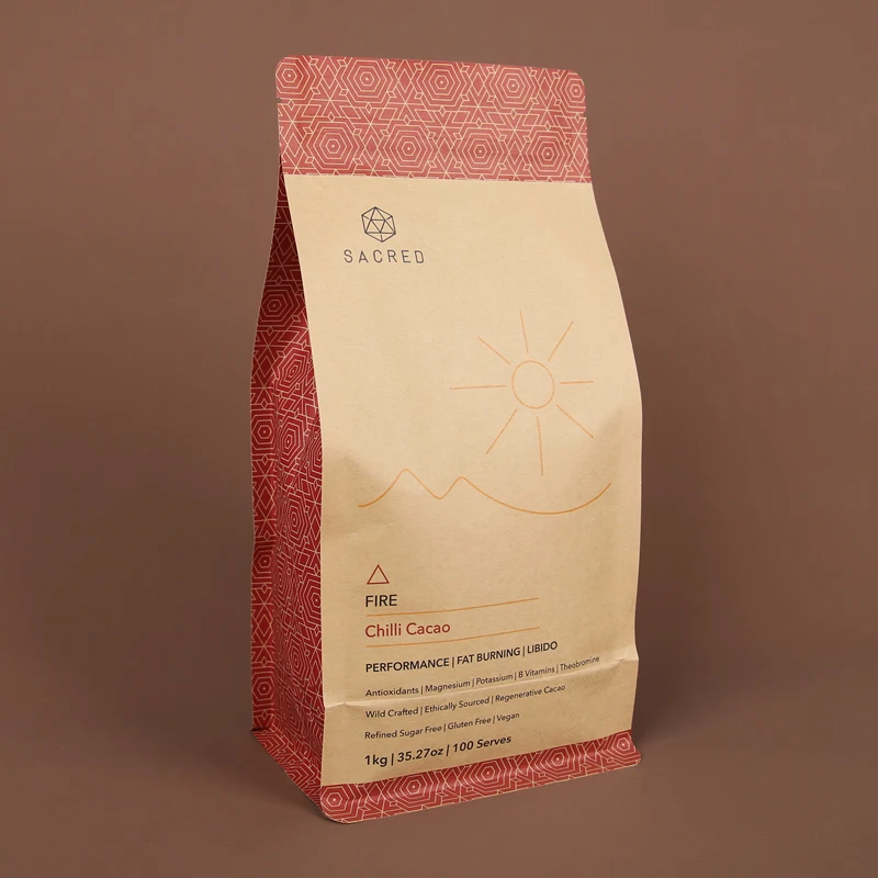 Custom logo flat bottom zipper bag coffee packaging bag self-sealing coffee pouch with air valve dried fruit packaging