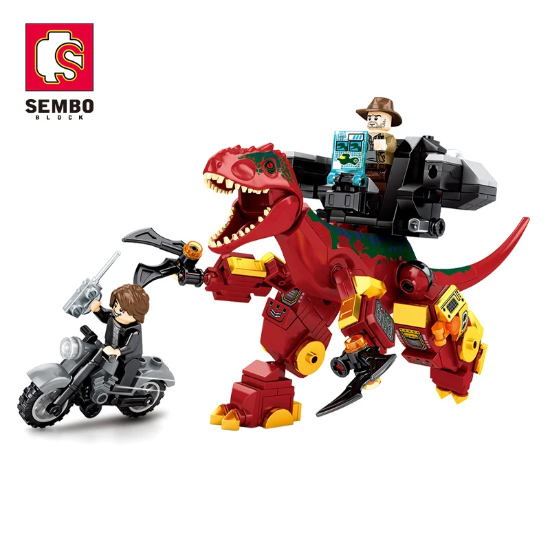 Конструктор SEMBO 205043 Парк Юрского периода мир набор кирпичей Mecha Dinosaur строительные блоки игрушки с куклой для детей 4 шт./коробка