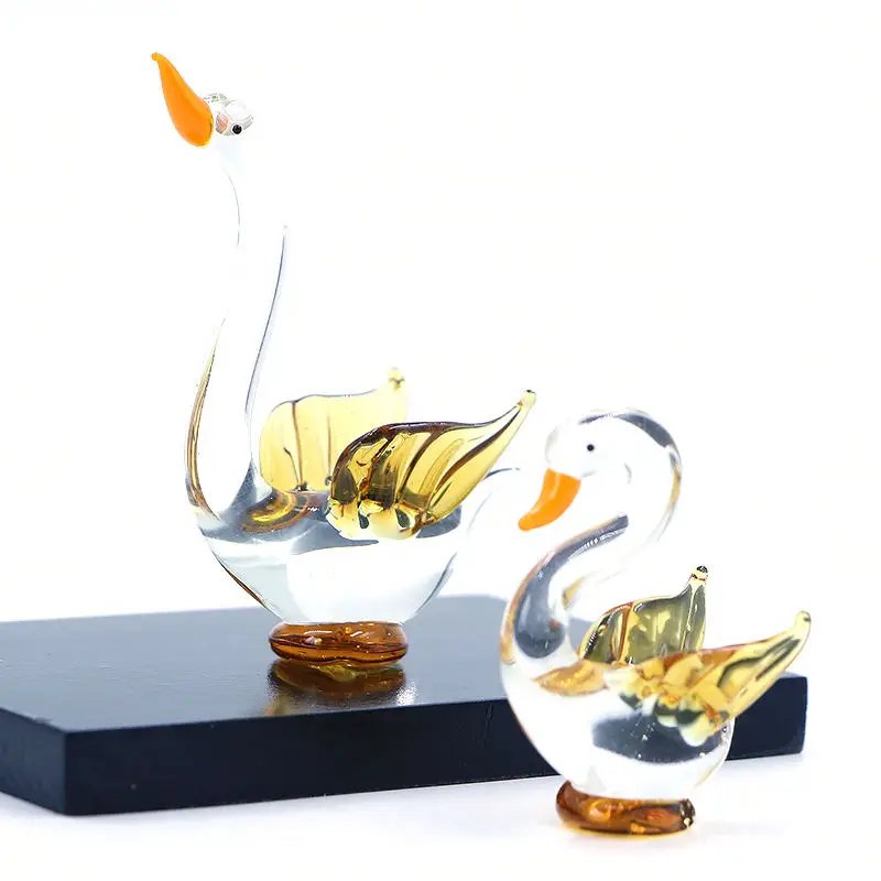 Modern Sculpture Transparent Crystal Handicraft Glass Figurine Animal Swan Craft Home Tabletop Decor