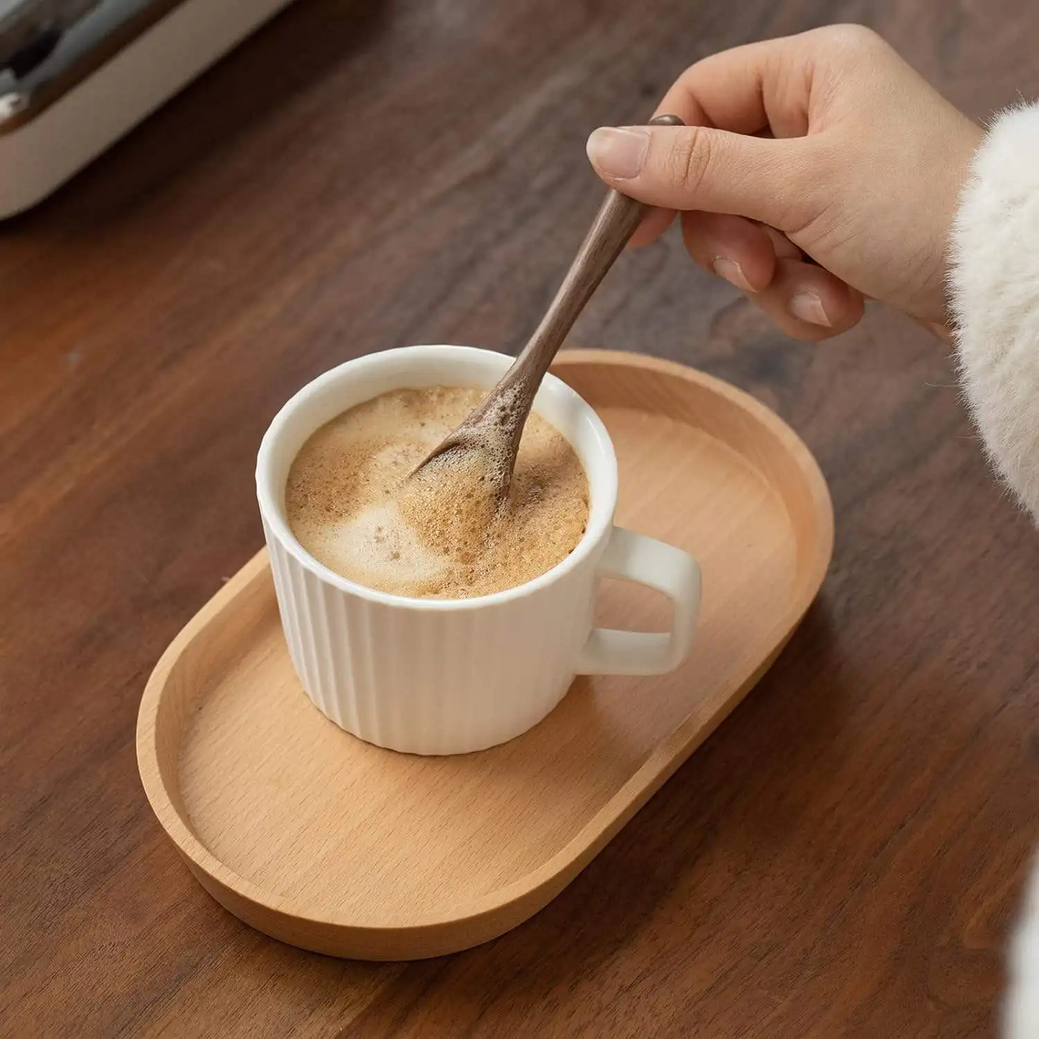 Wooden Serving Tray for Parties, Tea&Coffee Table Tray, Small Oval Wood Plate for Fruit&Snacksnon slip wooden food tray