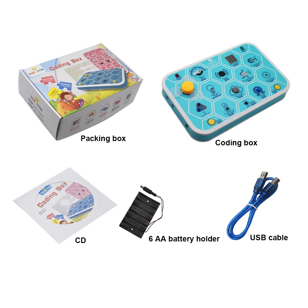  Kidsbits Maker многоцелевой кодирующий бокс V1.0 стартовый комплект для обучения Arduino STEM 7 + Keyestudio основные стартер DIY проект со скетчем uno