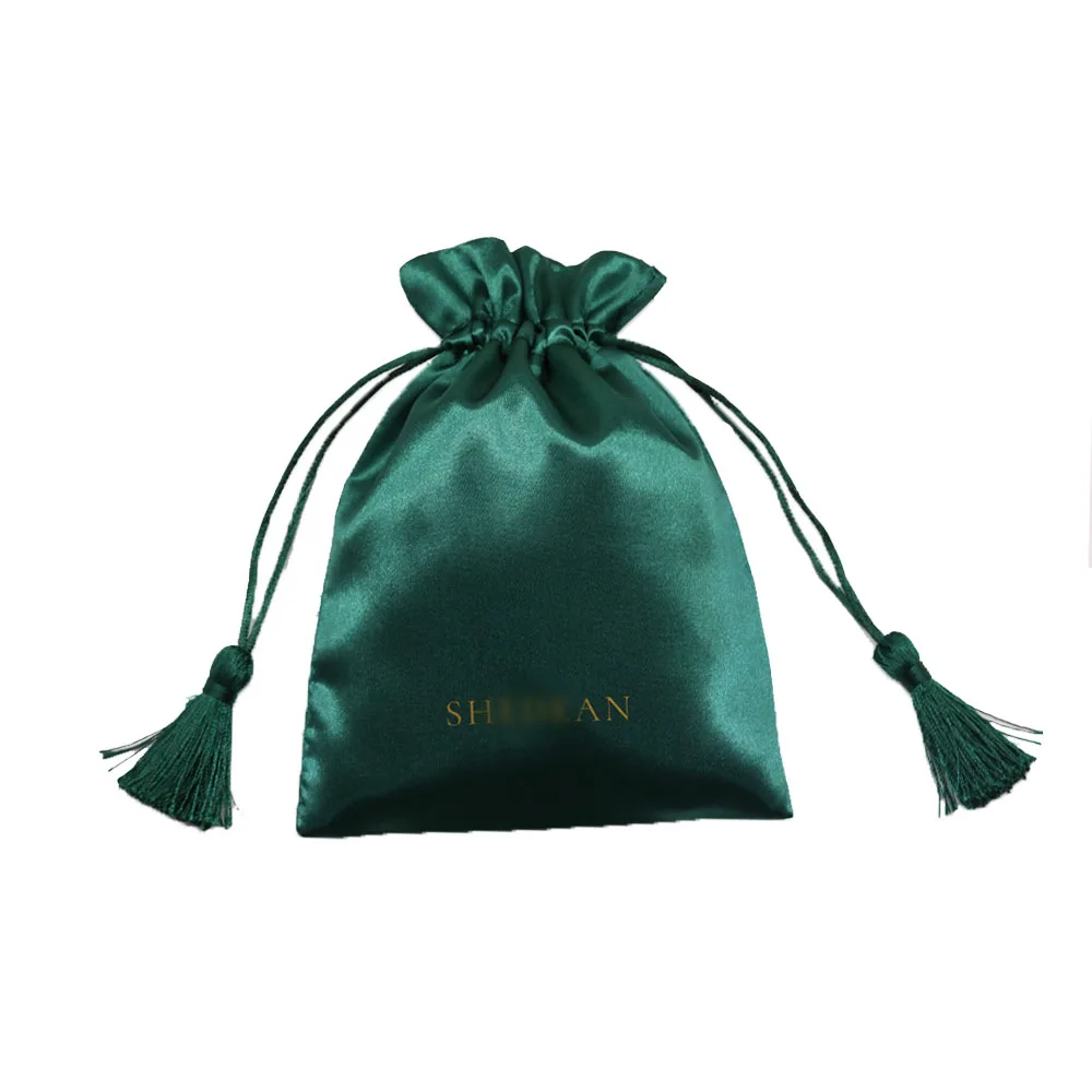 Satin Bag Manufacturing Custom Logo Satin Double-Layer Tassel High Quality Wig Bags
