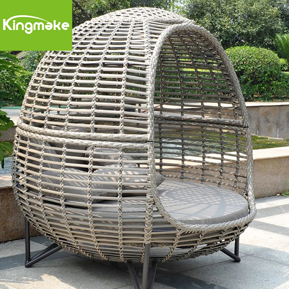 Outdoor Daybed Cushions Garden Hotel Daybed Rattan Sun Bed Wicker Round Outdoor Bed 3 Yeas warranty