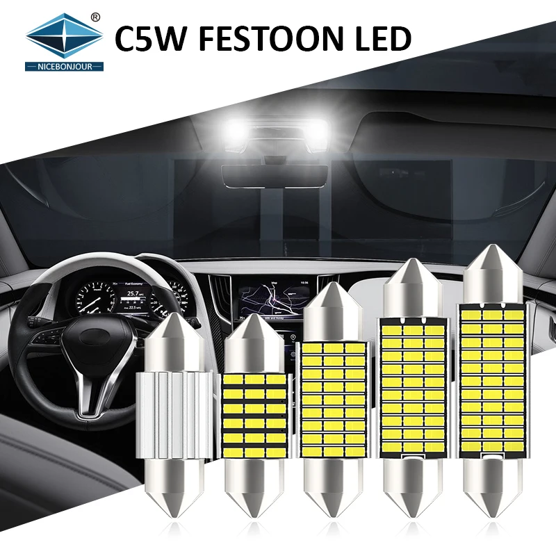 12V 24V 3014SMD White Dome Light C5W C10W Led 31mm 36mm 39mm 41mm C5W Bulb