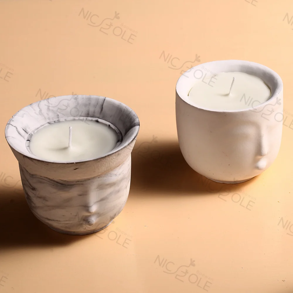 Nicole Handmade Face Head Flower Pot Resin Molds Concrete Cement Candle Jar Vessel Container Silicone Moulds