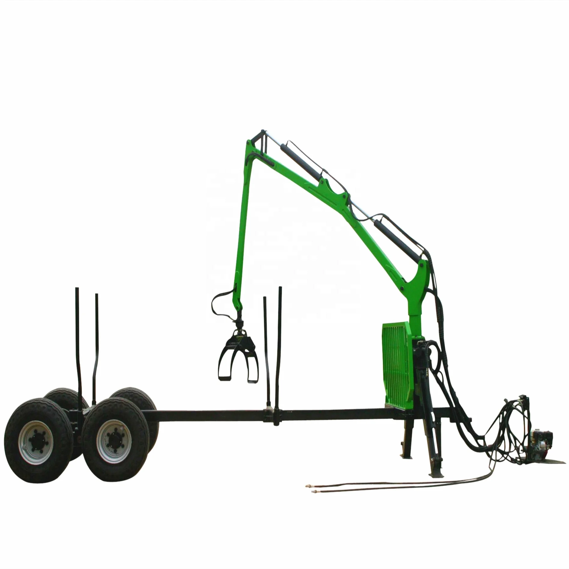 8ton log trailer with crane for tractor