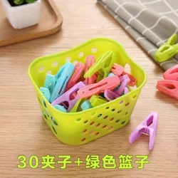30pcs Plastic Clothes Pegs Laundry Clothespin Clothes Pins Storage Organizer Quilt Towel Clips Spring With Basket Cabides Hanger