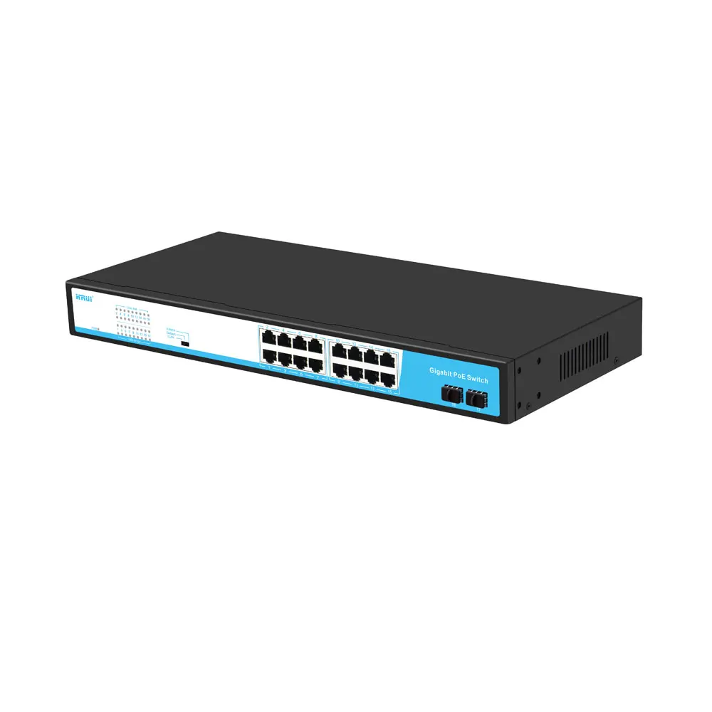 Горячая Распродажа хорошая цена без задержки VLAN 250m 2 SFP волоконный гигабитный стандарт Uplink 48 В PoE коммутатор 16