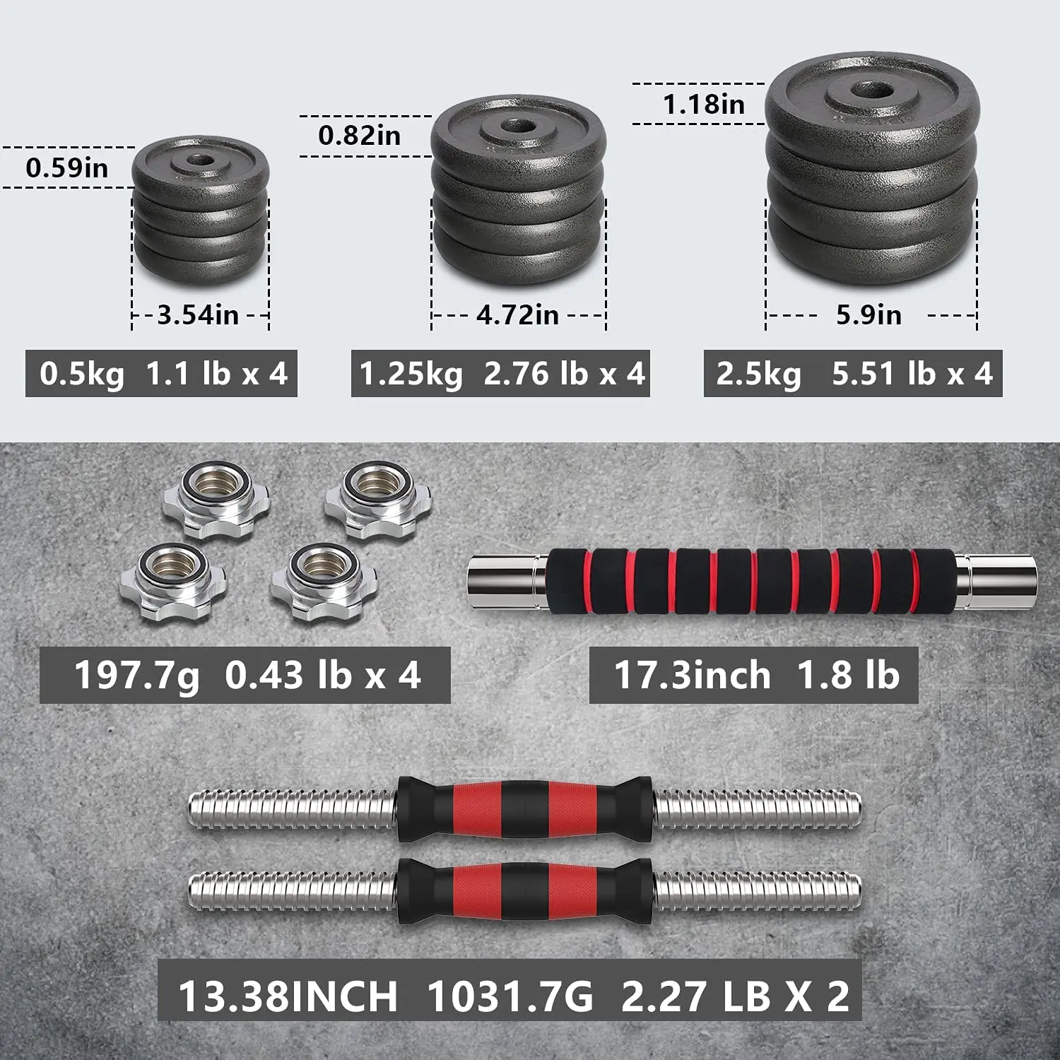 Weight Lifting For Gym Black 20Kg Weight Adjustable Dumbbell Set