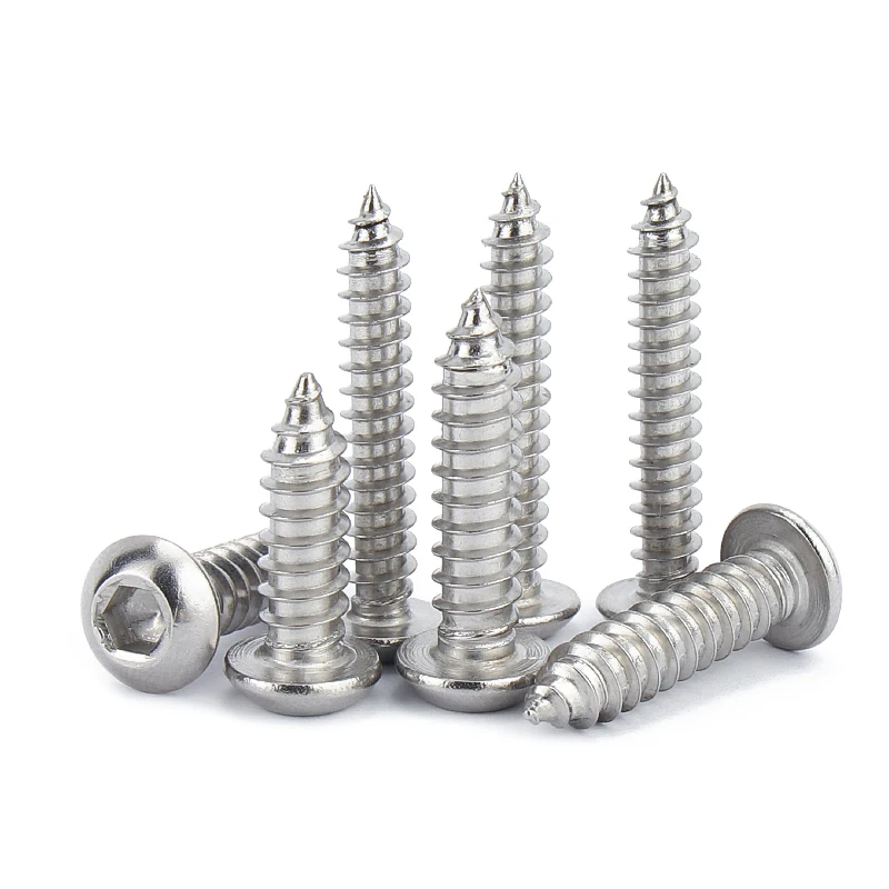 304 stainless steel round head hexagon socket self tapping screw M3-M6