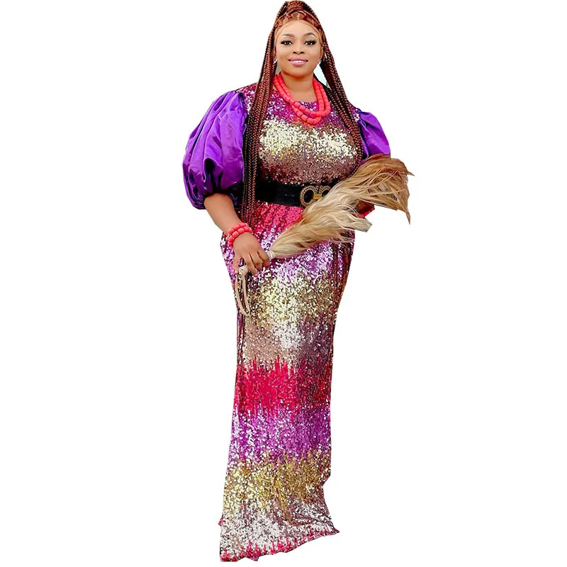 2023 new fashion plus size sequin dress European and American elastic sequin slim fitting dress party wedding dress for women