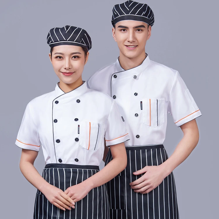 Мужская летняя куртка шеф-повара с коротким рукавом униформа для готовки официанта рабочая в отеле