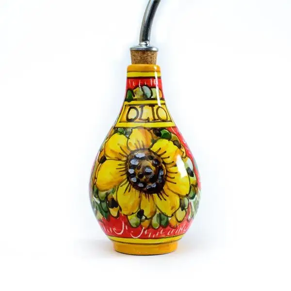 Italian Handmade Ceramic Olive Oil Dispenser for Kitchen Decor Oil Dispenser
