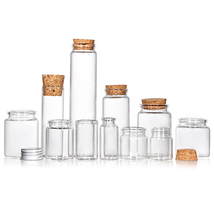 57 Diameter Clear Cork Glass Tube 80ml 200ml 380ml 550ml Glass Jars With Corks Wide Mouth Craft Containers Transparent Vials