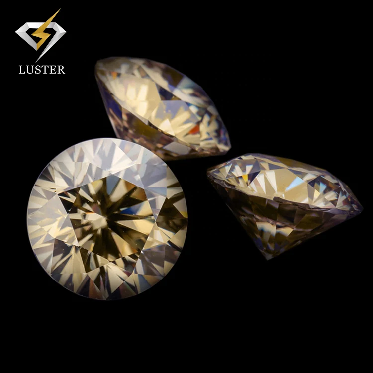 Champagne Light Yellow Moissanite 1.25~25mm Round Brilliant Cut Light Yellow Round Yellow Moissanite