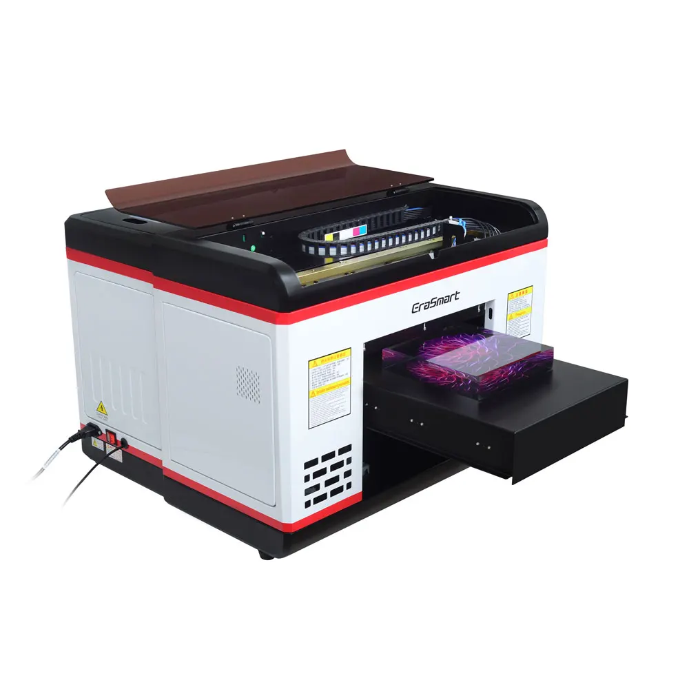 Erasmart hot selling A3 UV printer Digital UV Flatbed 3D Printer for Metal and Aluminum and glass printing
