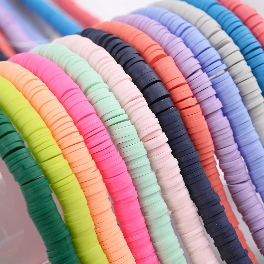 4500 Pcs Flat Round Handmade Polymer Clay Beads for Earring Choker Anklet Bracelet Necklace Jewelry Making Gifts Heishi Beads