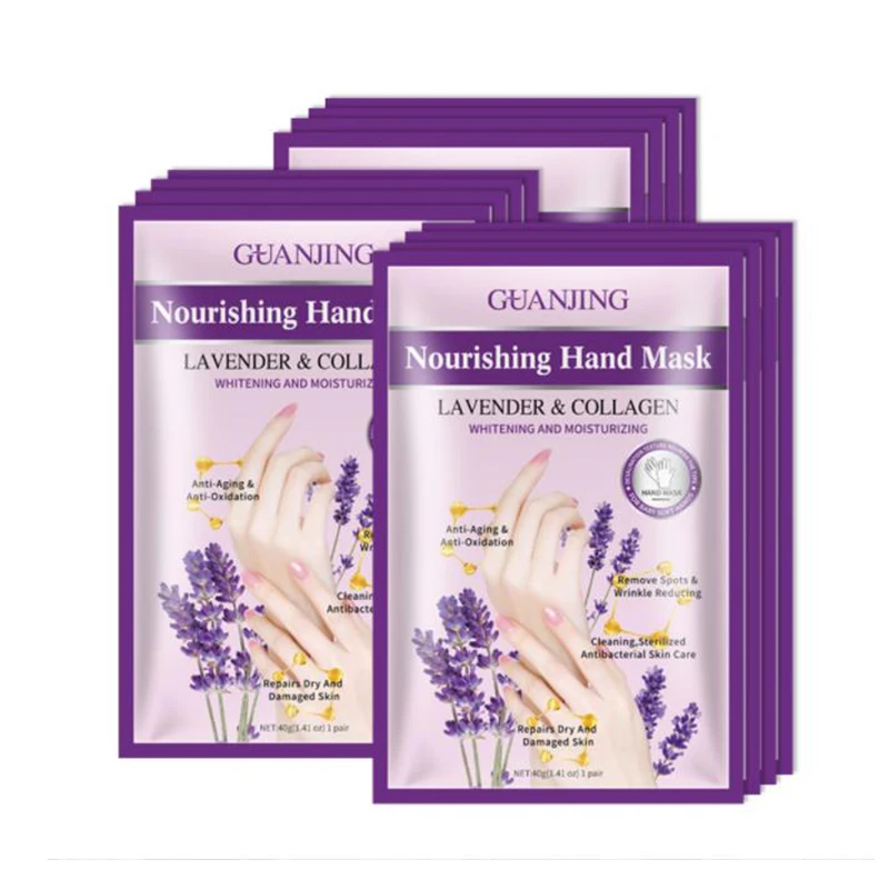 Wholesale treatment of molting collagen lavender hydrating spa hand mask gloves