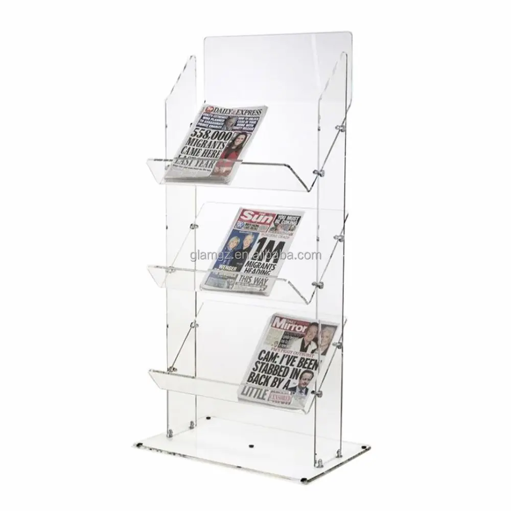 Display Hotel Information Rack Ctalogue and Reference Racks Hotel Acrylic Newspaper Pack Magazine Display Stand