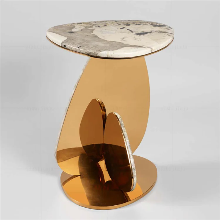 Italian luxury marble coffee table Living room furniture luxury polished brass coffee table