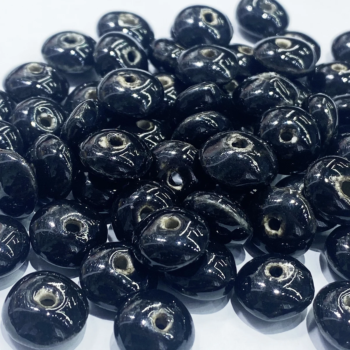 Wholesale 12mm Flat Round Shape Pattern Colorful Fancy Porcelain Beads Ceramic Beads For Jewelry Making Supplier