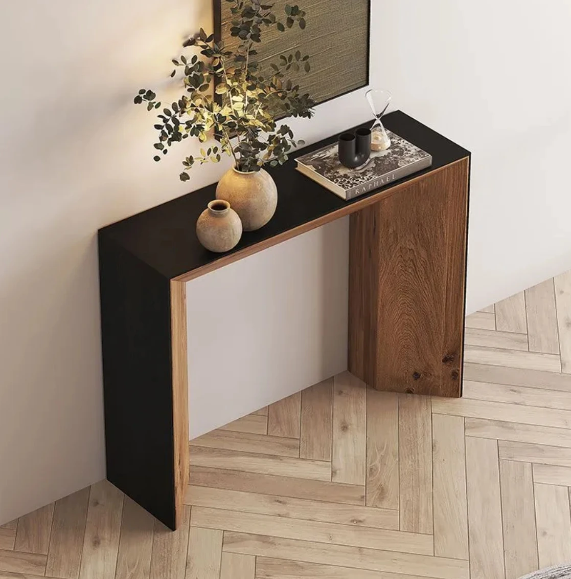 Living Room Furniture Modern Design Wooden Rattan Rectangular Hallway Console Table