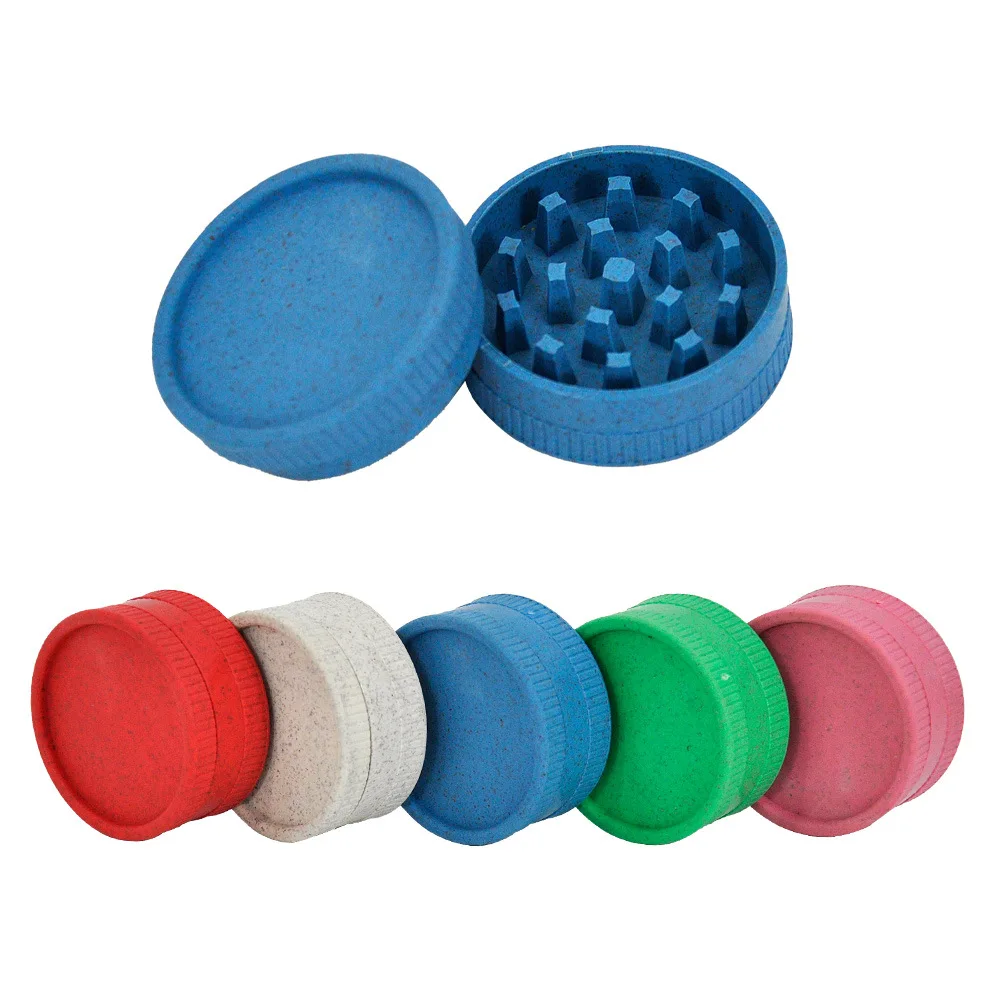 Biodegradable Plastic 40mm 2 Layers  Herb Grinder Eco-friendly Plant Fiber Crusher Tobacco Grinder