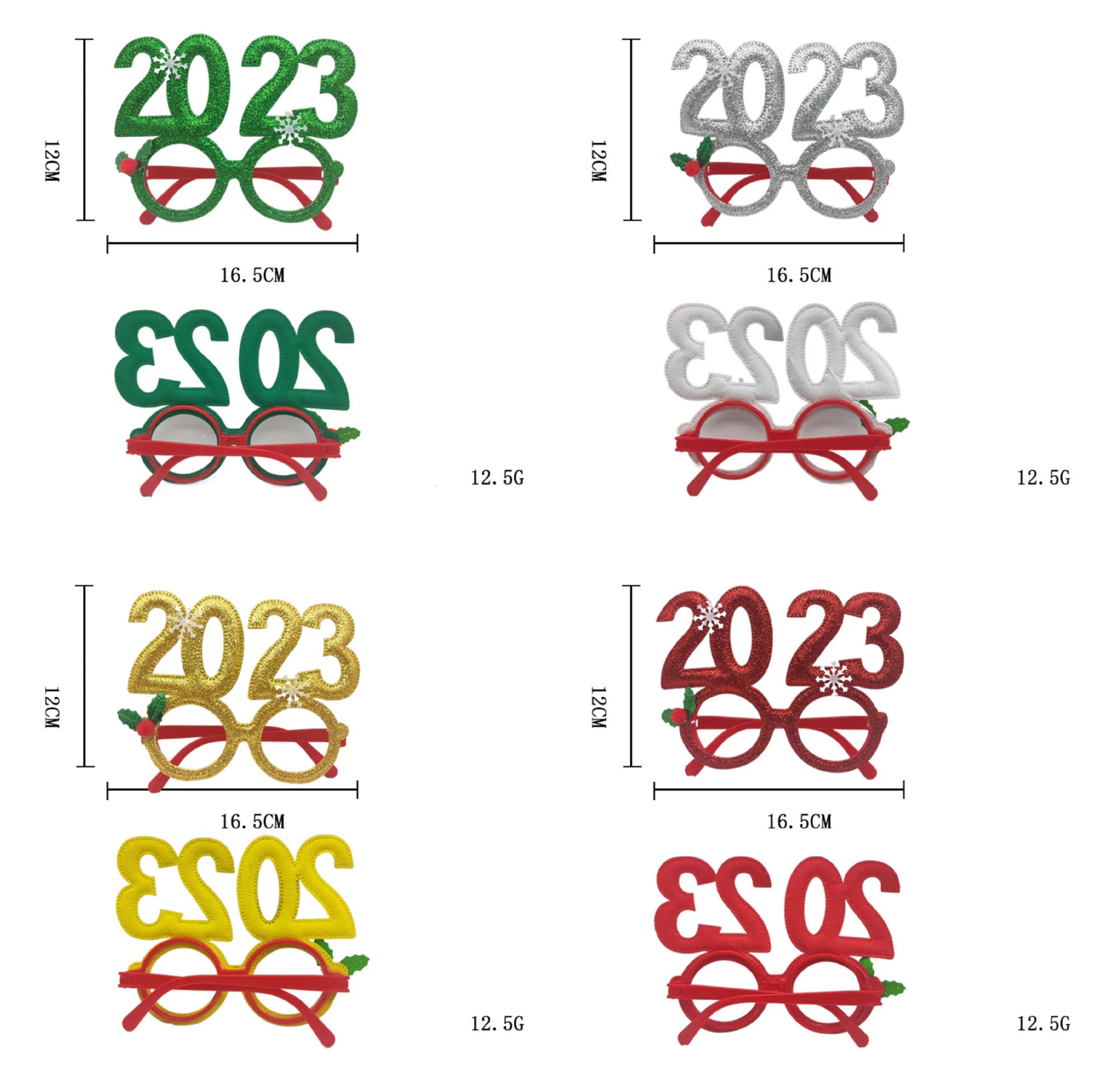 2023 New Plastic Round Frame Christmas Glasses Children Gift Party Props for New Year Party Decoration