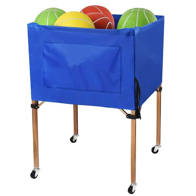 Manufacturer Folding ball cart durable Portable Volleyball Basketball Football Tennis Ball Carry Cart With Mecanum Wheels